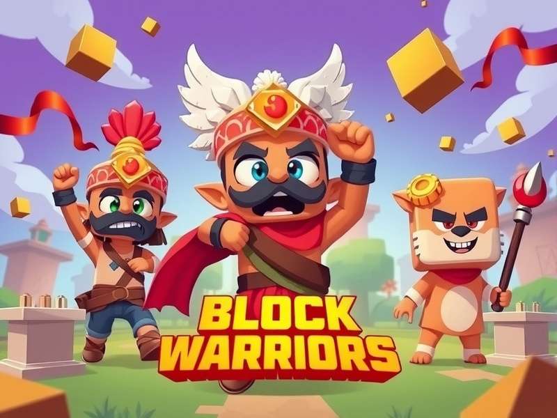 Block Warriors Game Banner featuring Indian characters
